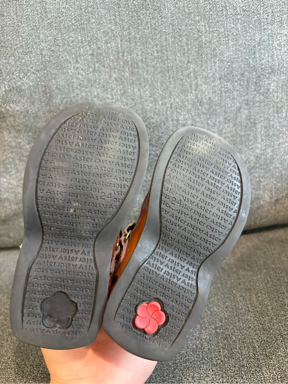 Girls' Peach Floral Mary Jane Dress Shoes with Strap